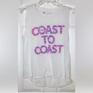 Women FLYWHEEL white Pink Blue Shark Coast To Coast Cycling Tank Top Sz XS shirt